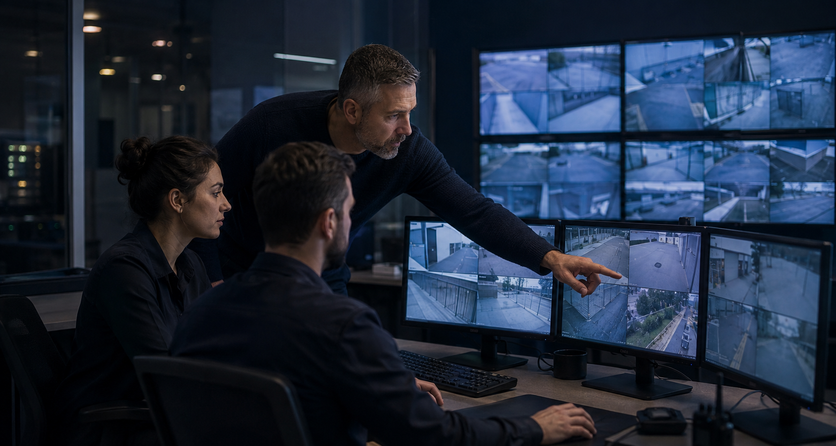 A supervisor training dedicated CCTV monitoring operators